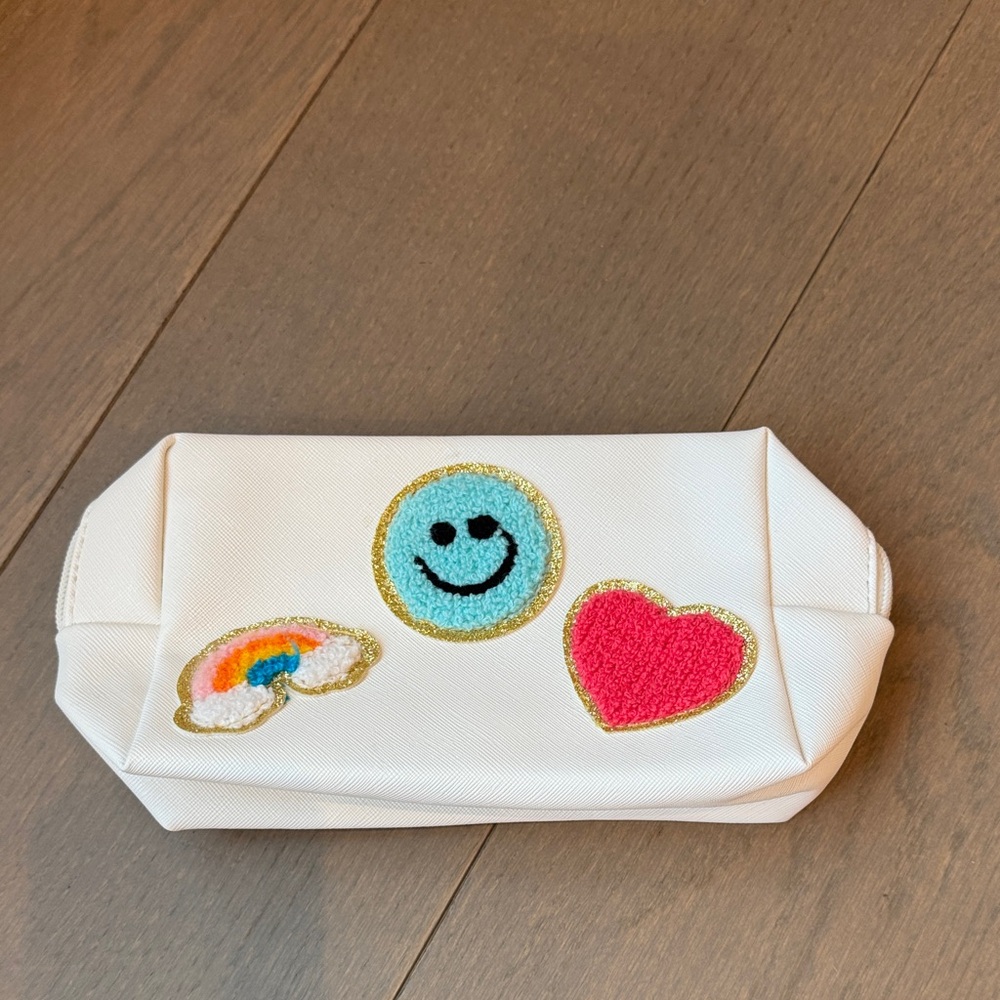 White Pouch with Colorful Patches